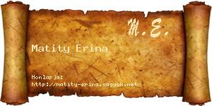 Matity Erina névjegykártya